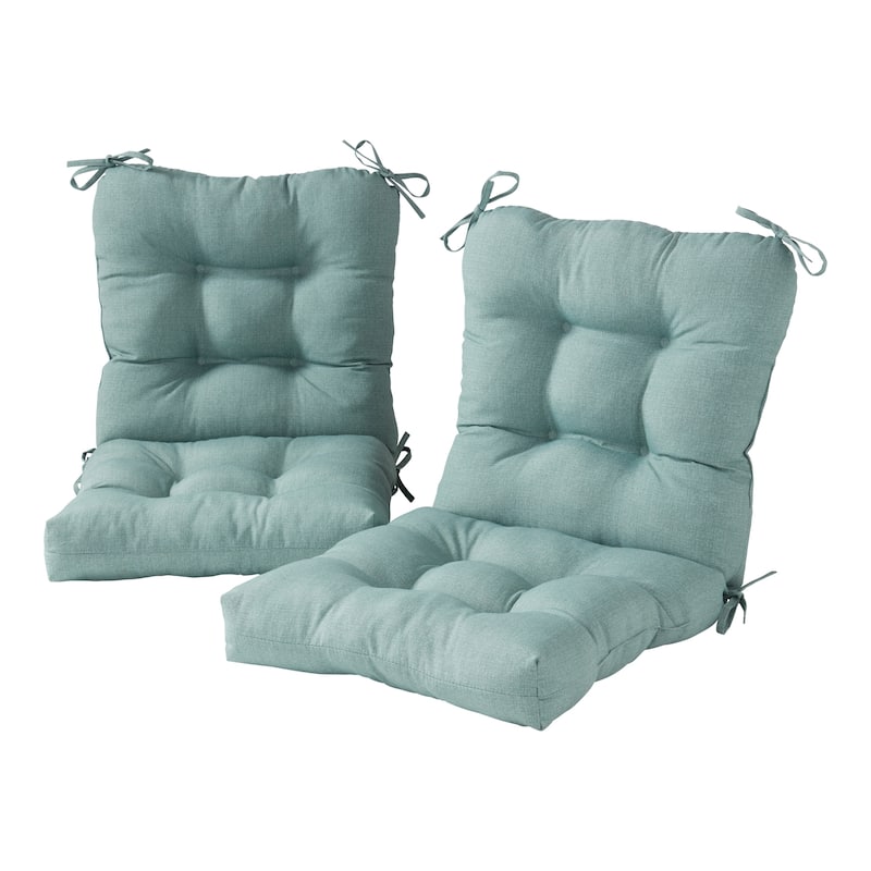 Outdoor 21 x 42-inch Heathered Solid Seat/Back Chair Cushion (Set of 2) (Cushions Only) - Seaglass