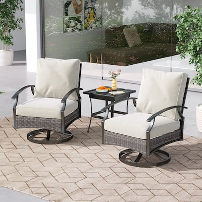 3-Piece Outdoor Swivel wicker Bistro Set