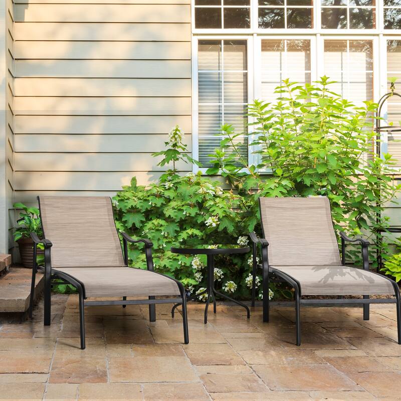 3-piece Outdoor Patio Chaise Lounge Chair with End table