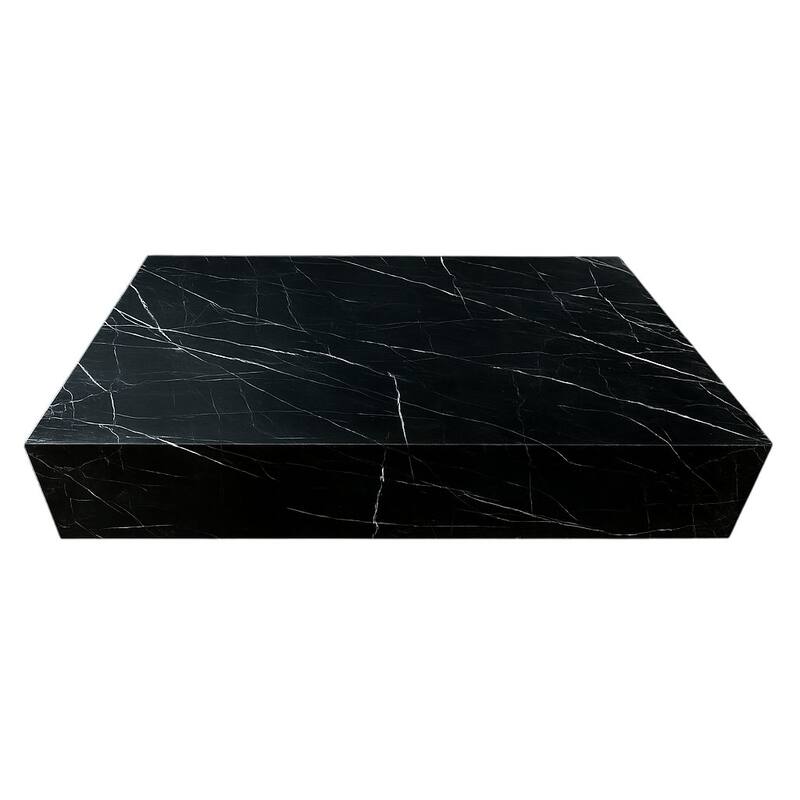BETACH Genuine Marble Block Coffee Table - Nero Black Marble