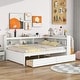 preview thumbnail 34 of 43, Wood Platform Bed with L-shaped Bookcases and Drawers