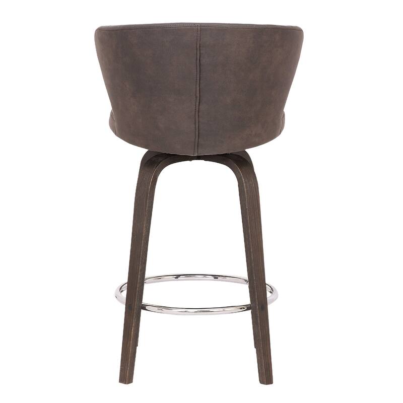 Brown Faux Leather Counter Height Bar Chair with Iron Frame - 20.5” x 20” x 36” (D x W x H)