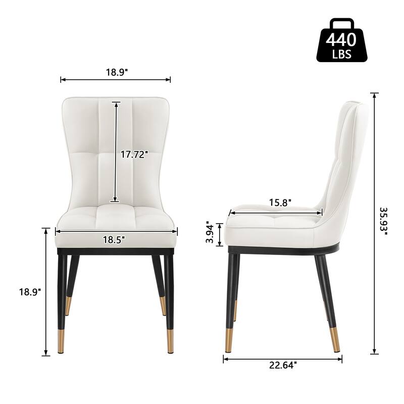Faux Leather Upholstered Dining Chairs Set of 4 with Checked Pattern