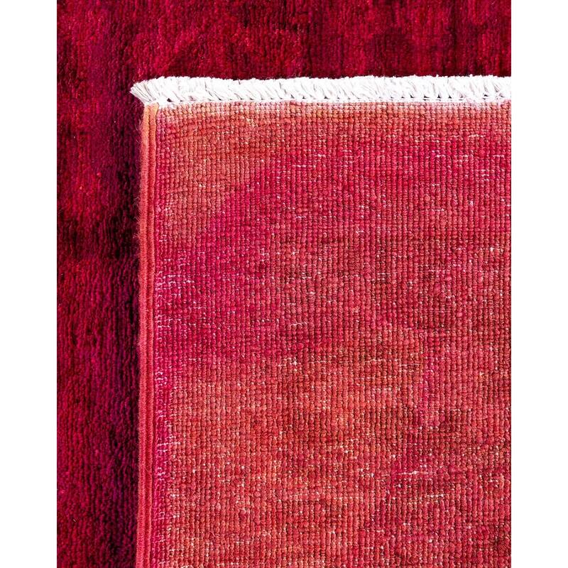Overton Hand Knotted Wool Vintage Inspired Modern Contemporary Overdyed Red Runner Rug - 2' 8" x 15' 8"