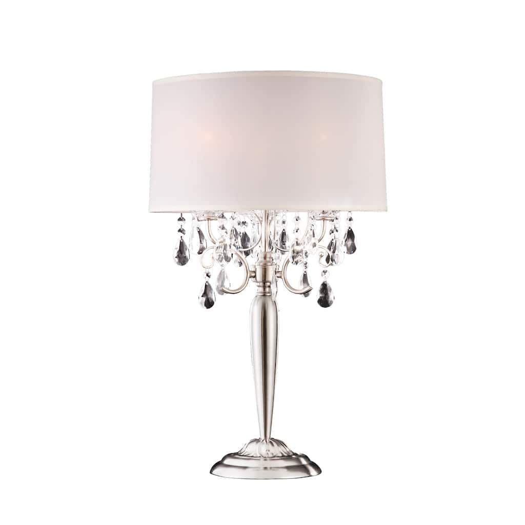 Elegant Table Lamp Crystal Silver Finish Modern Living Room Bedroom Decor