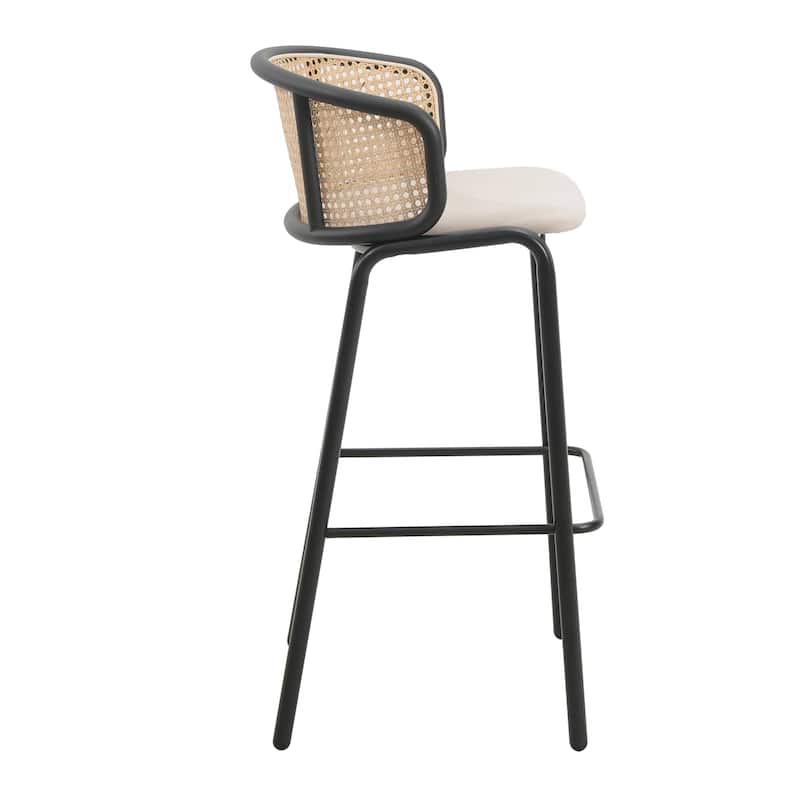 LeisureMod Ervilla Bar Stool with Black Powder Coated Steel Frame Set of 2 - 37"