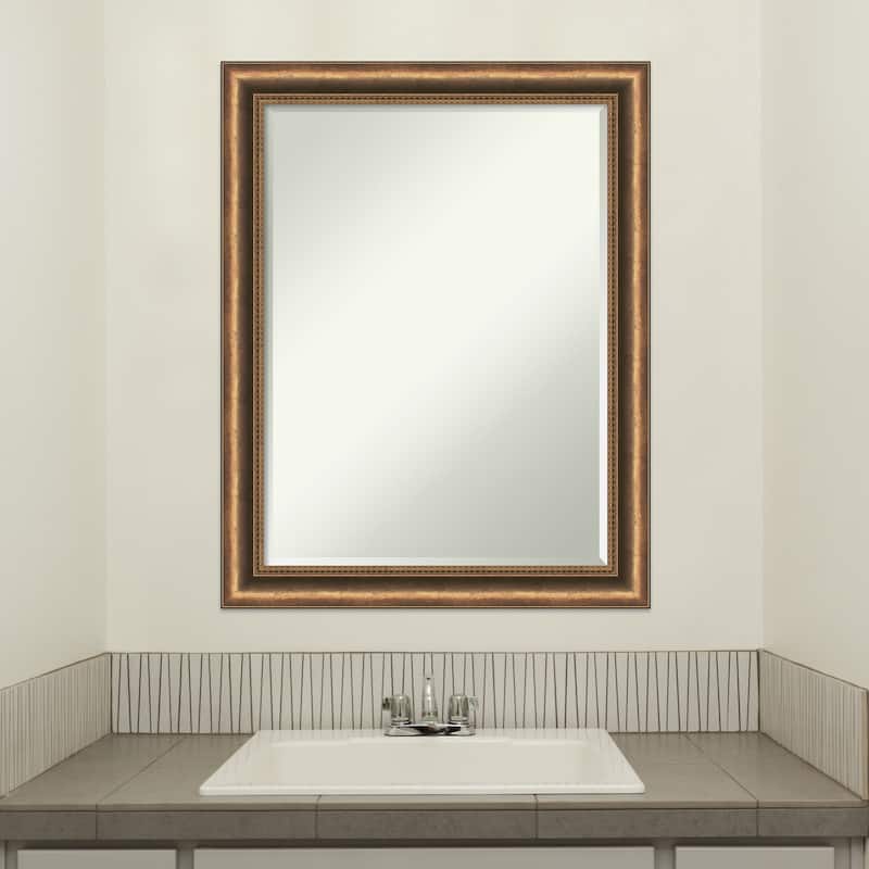 Petite Bevel Wood Bathroom Wall Mirror - Manhattan Bronze Narrow Frame - Manhattan Bronze Narrow - 22 x 28 in