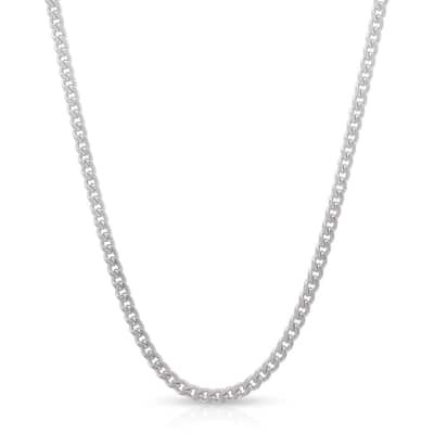 14K White Gold 2MM Solid Miami Cuban Curb Link Necklace Chains, White Gold Chain for Men & Women, 100% Real 14K Gold