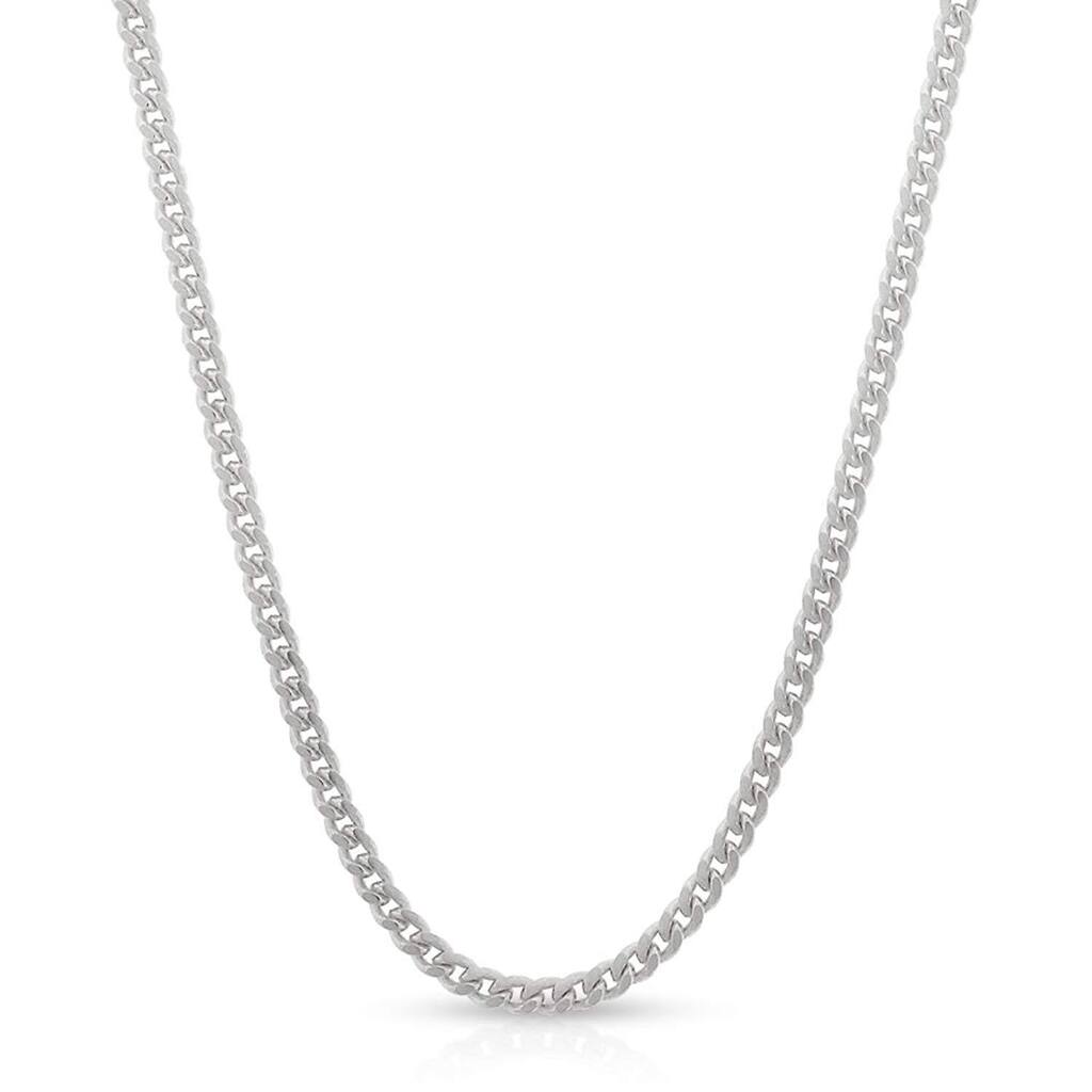 14K White Gold 2MM Solid Miami Cuban Curb Link Necklace Chains, White Gold Chain for Men & Women, 100% Real 14K Gold
