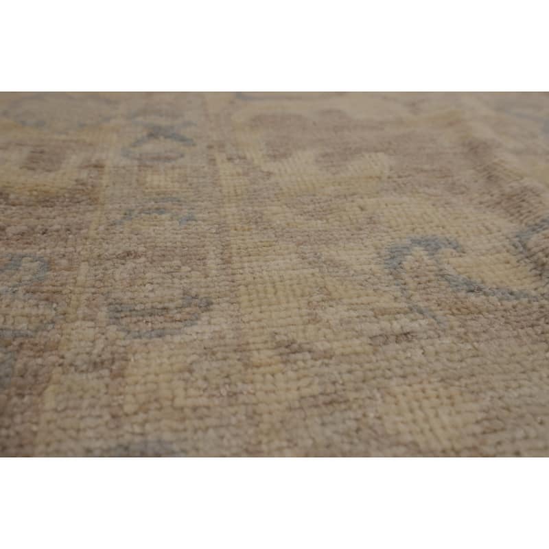 Vegetable Dye Oushak Turkish Rug Handmade Beige Wool Carpet - 8'0"x 9'11"