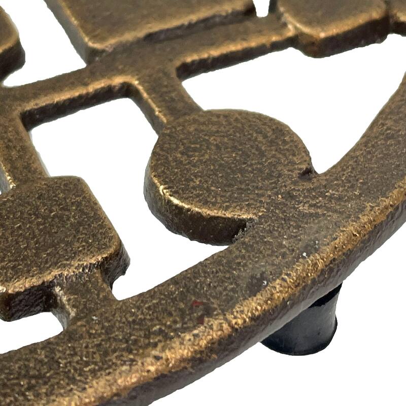 Cast Iron Circles & Squares Trivet Bronze, 8" Mid Century Modern - 0.5 X 8 X 8 inches