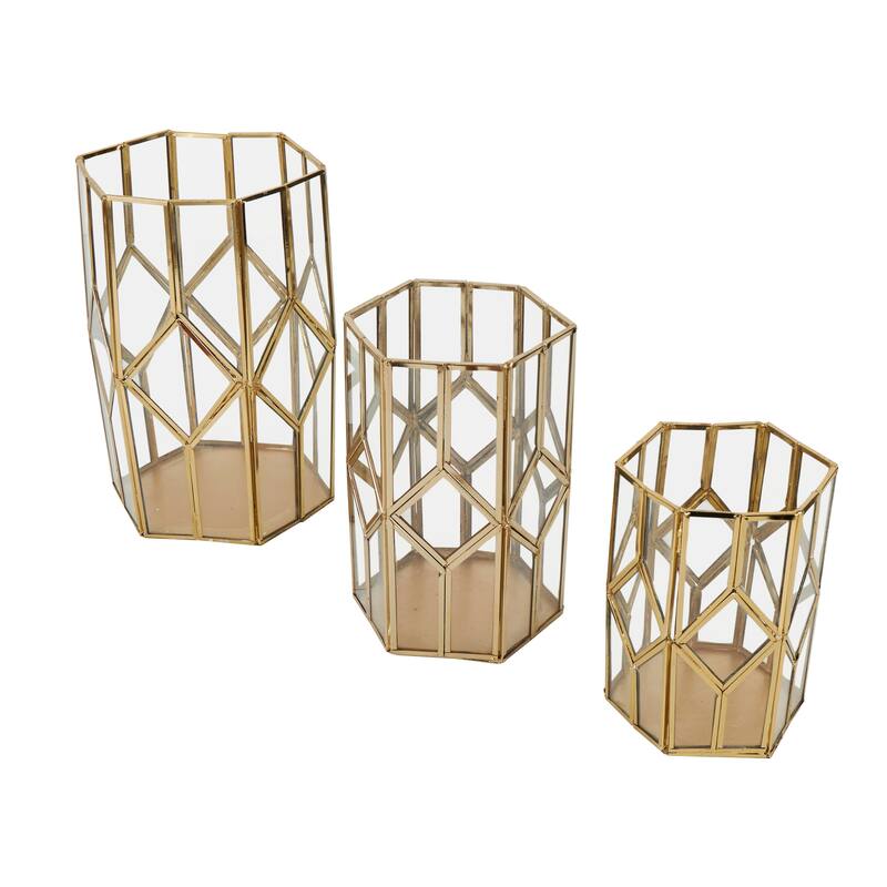 Wood Candle Lantern (Set of 3)