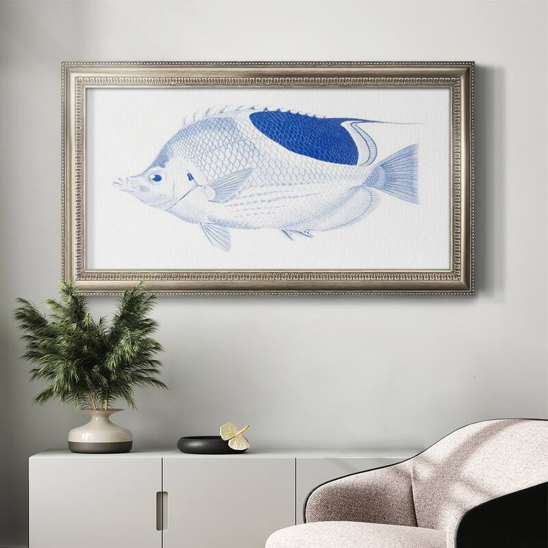 Blue & White Tropical Fish I Premium Framed Canvas- Ready to Hang