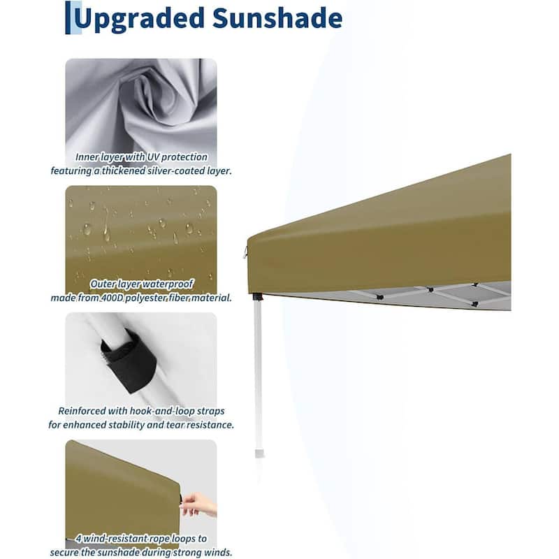 10x10ft Waterproof Pop Up Canopy Tent Replacement Top for Outdoor Garden Patio Sun Shade (Top Only) - N/A