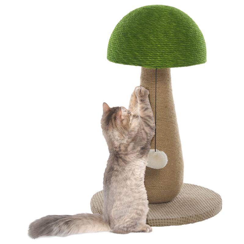SAFAVIEH Home Natural/Green 14"W x 14"L x 21"H Jute Cat Scratch Post - 14"W x 14"L x 21"H