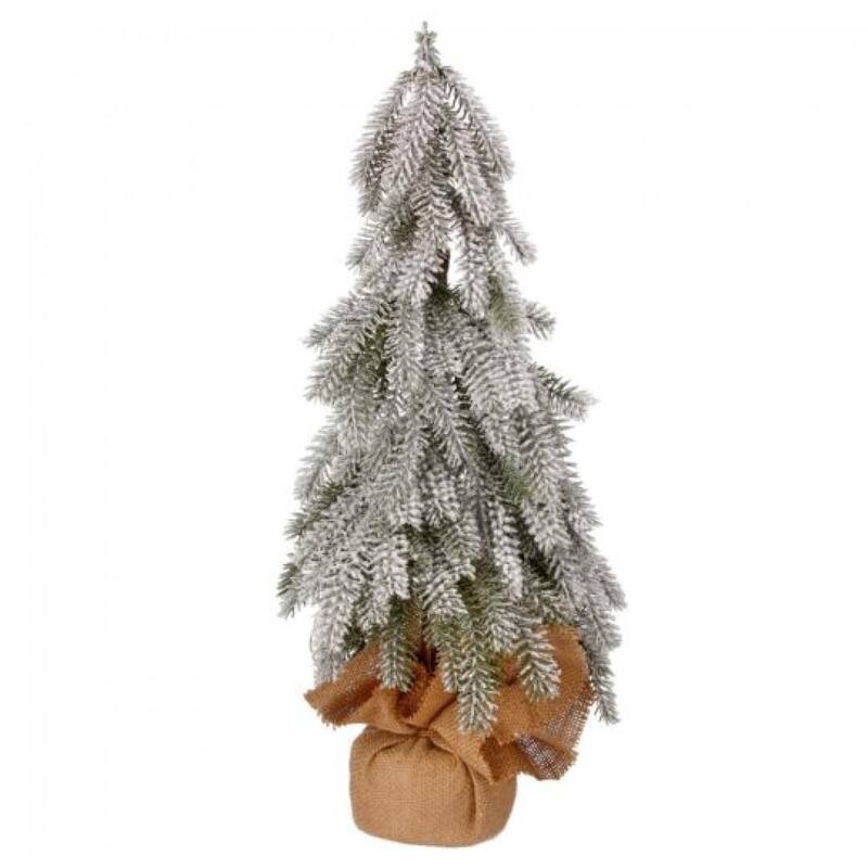 Snowy Pine Tree In Burlap Base Faux Plants And Trees