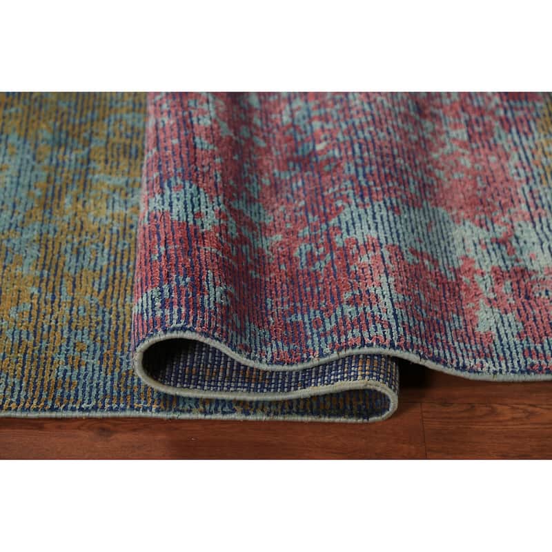 Contemporary Abstract Indian Rug Hand-Knotted Wool Carpet - 4'9"x 6'10"