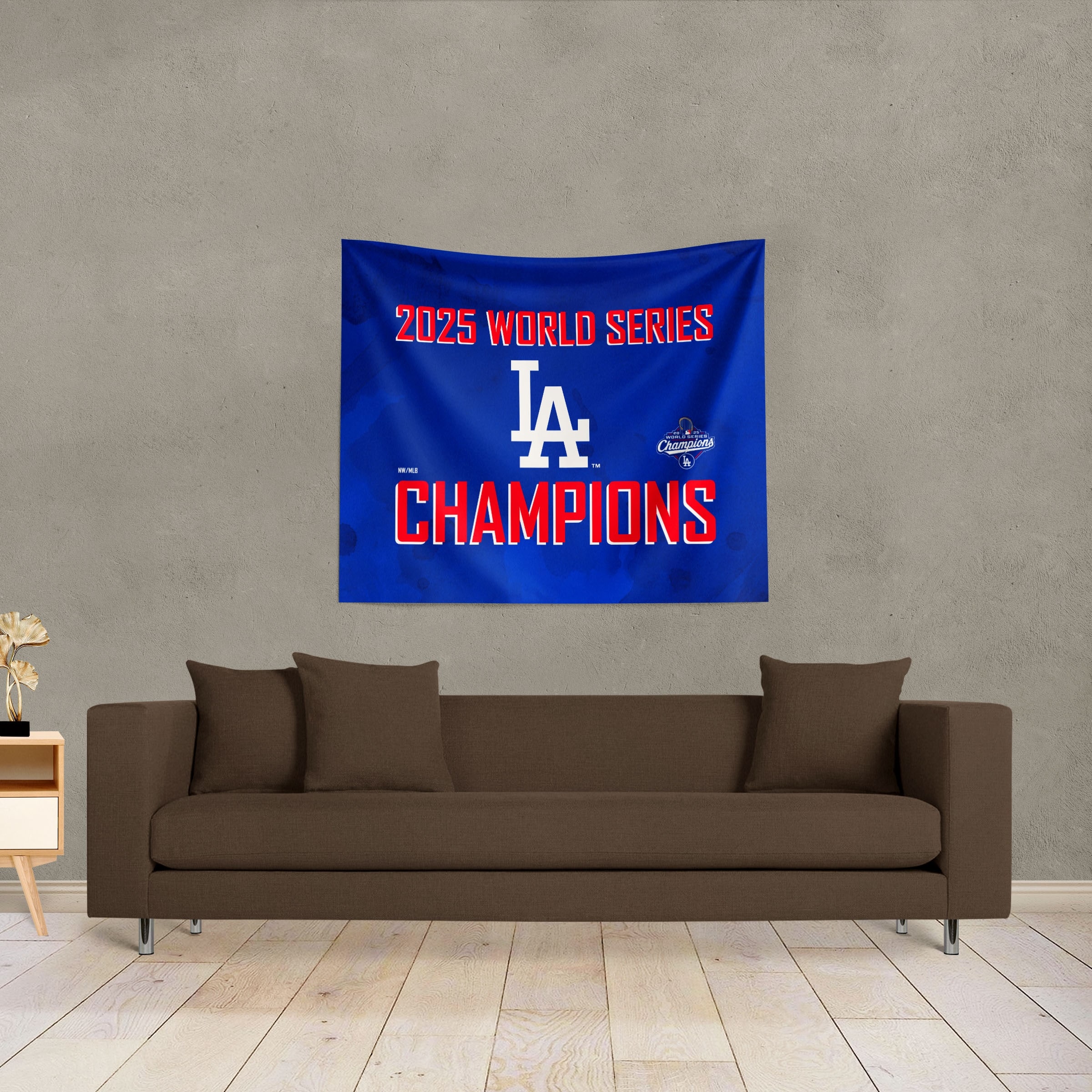 MLB 2025 World Series Championship Los Angeles Dodgers Dinger Wall Hanging - 34x40 inches