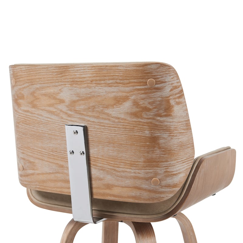 Tyler Mid-Century Swivel Bar Stool, Upholstered Counter Height Chair with Bentwood Legs