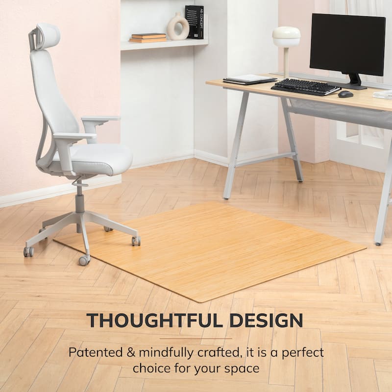 Eco Bamboo Standard Rectangular Natural Chair Mat (52 x 48)