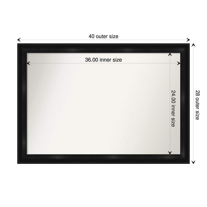 Non-Beveled Bathroom Wall Mirror - Grand Black Narrow Frame - 40 x 28 in - Grand Black Narrow