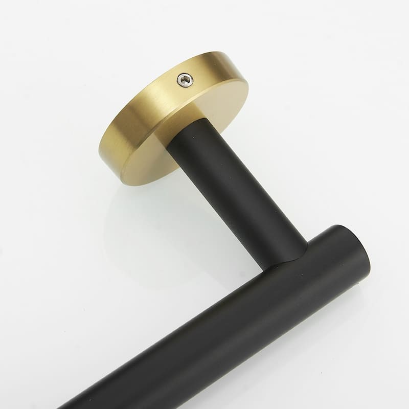 5 Piece Matte Black and Nickel Gold Bathroom Hardware Set