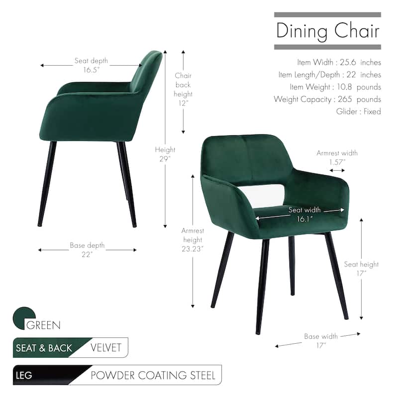 Porthos Home Giana Velvet/ Steel Dining Chairs (Set of 2)