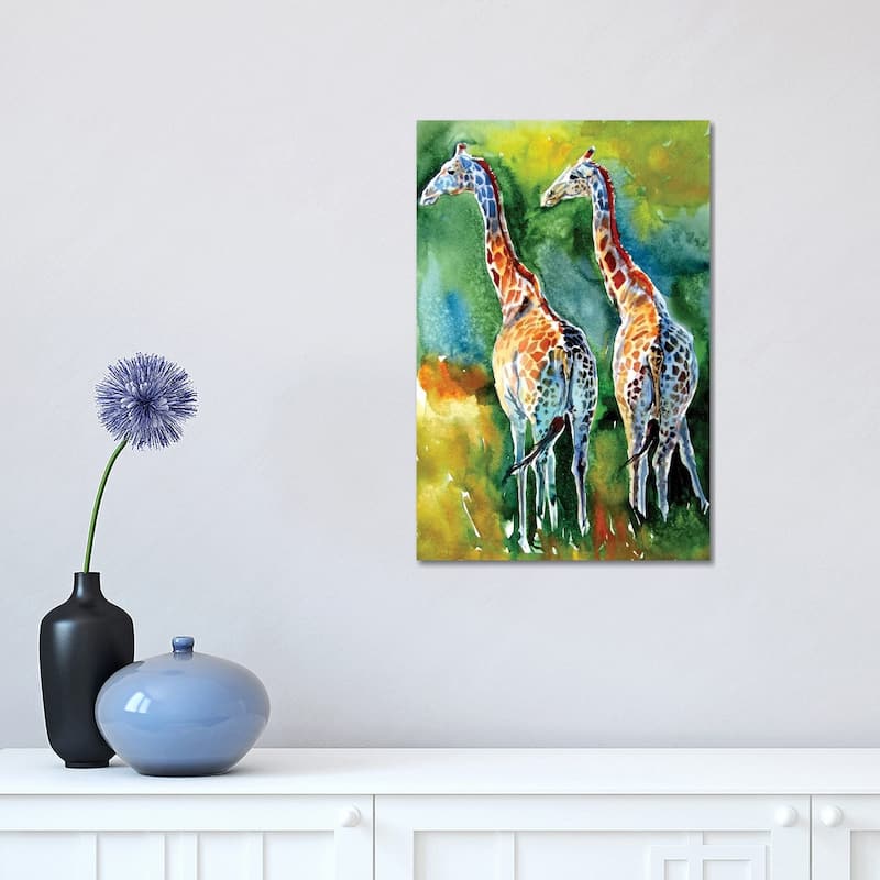iCanvas "Giraffes On The Field" by Anna Brigitta Kovacs Canvas Print - 18x12x1.5