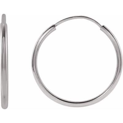 Curata 14k White Gold 15x1mm Polished Endless Flexible Tube Hoop Earrings