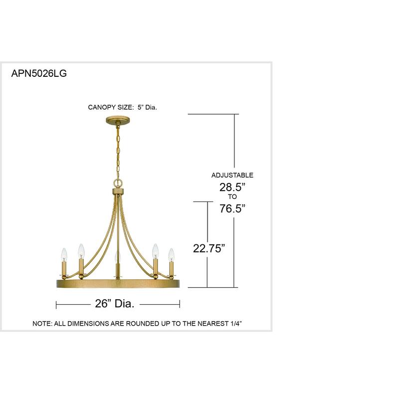 Aspyn 5-Light Light Gold Chandelier - Light Gold