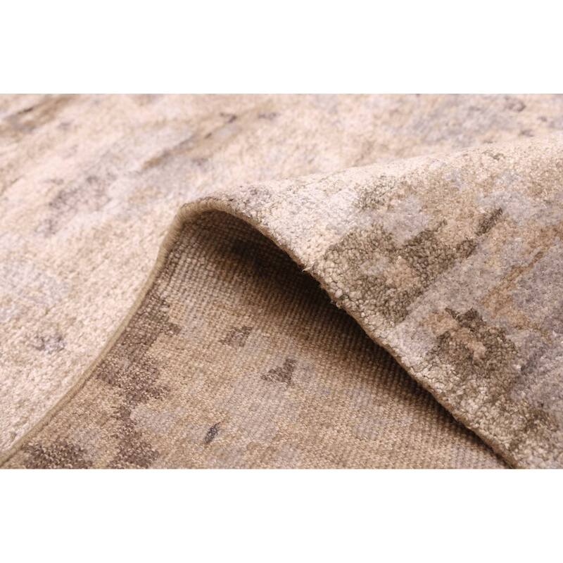 ECARPETGALLERY Hand-knotted Legacy Taupe Silk Rug - 6'5 x 9'8