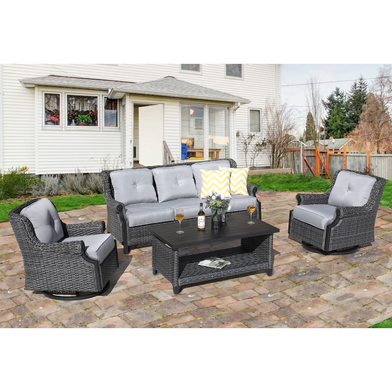 Lassen 4-Piece Outdoor Aluminum Rattan Sofa Set