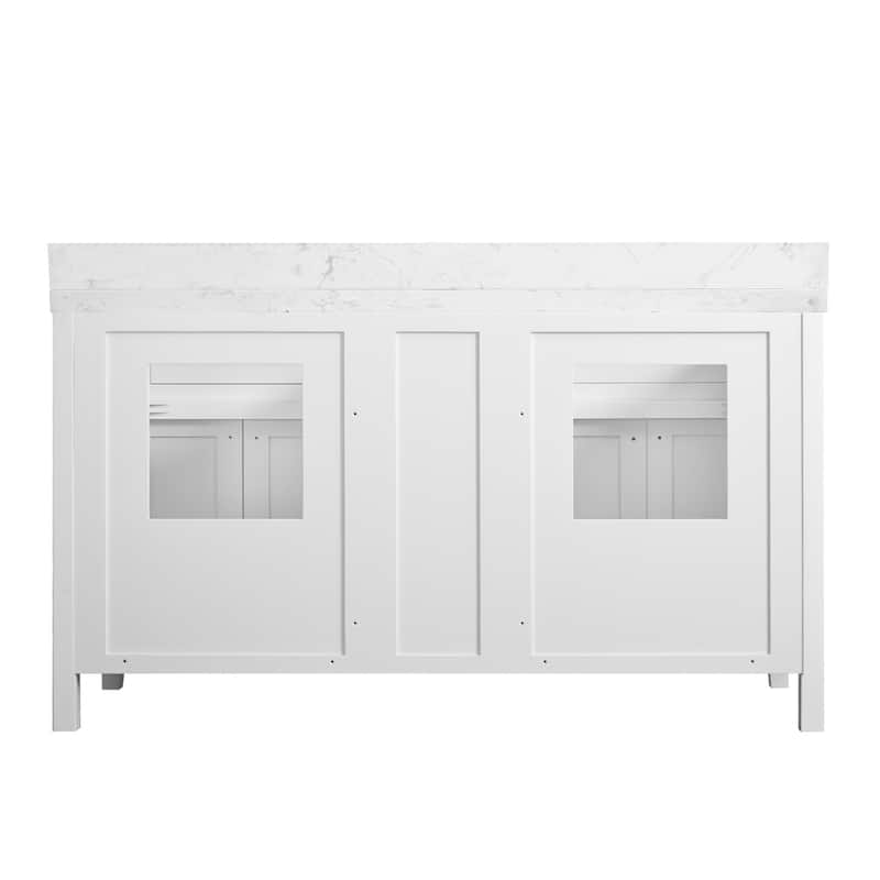 Nephelily 60 inch Bathoom Vanity With Quartz Top Double Sinks, Easy-to-Install