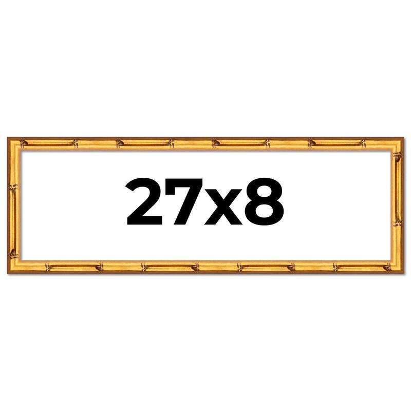 27x8 Frame Gold Bamboo Picture Frame Modern Photo Frame Includes UV Acrylic Shatter Guard Front Acid Free Foam Backing Board
