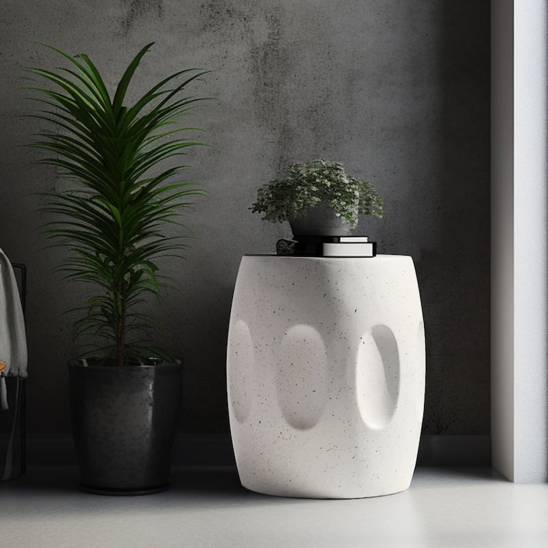 Artloge Side Table Round Modern Lightweight Contemporary Furniture Drum Shaped End Table - 13.4x18.11''