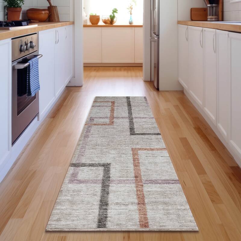 Premium Washable Super Soft Modern Kenzie Mayfield Rug - Taupe - 2' 3" x 7' 6" - Runner