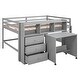 preview thumbnail 7 of 5, Gray Pine Wood Low Loft Bed with Rolling Portable Desk