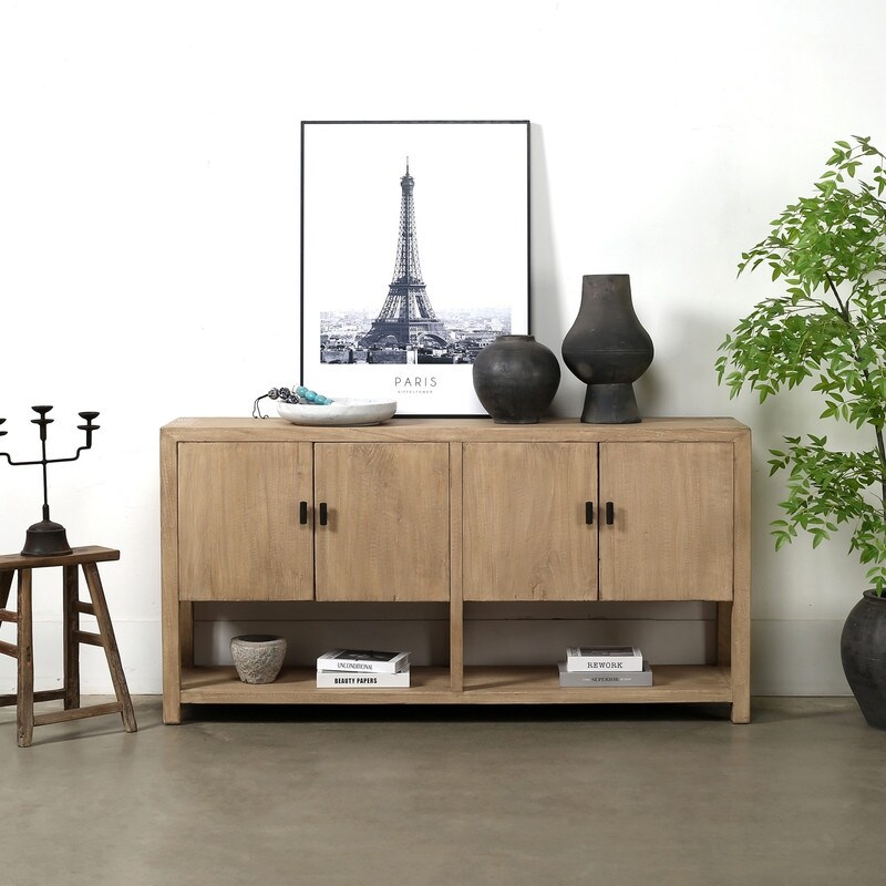 Approx.67 Inches Long Four Doors Sideboard with Shelf Weathered