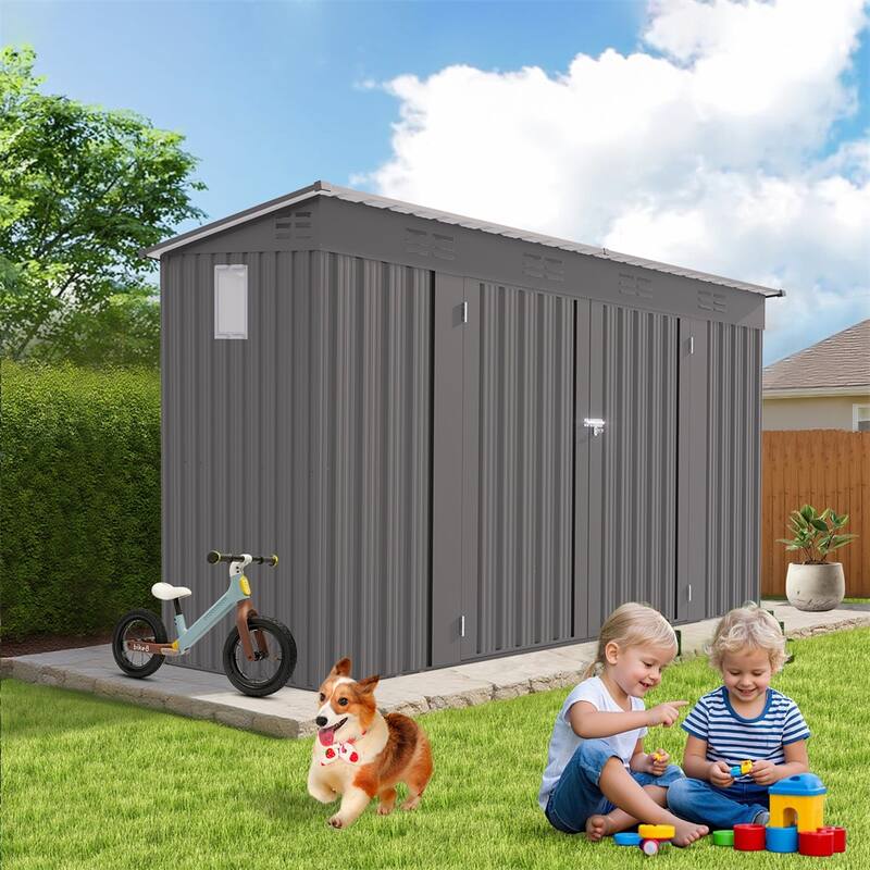 4 x 9 FT Outdoor Storage Shed,Garden Shed Tool House with Sloping Roof