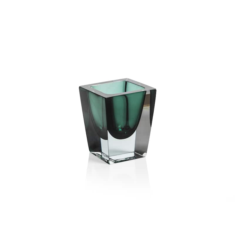 Carrara Polished Green Glass Vase - 3" x 3" x 4"