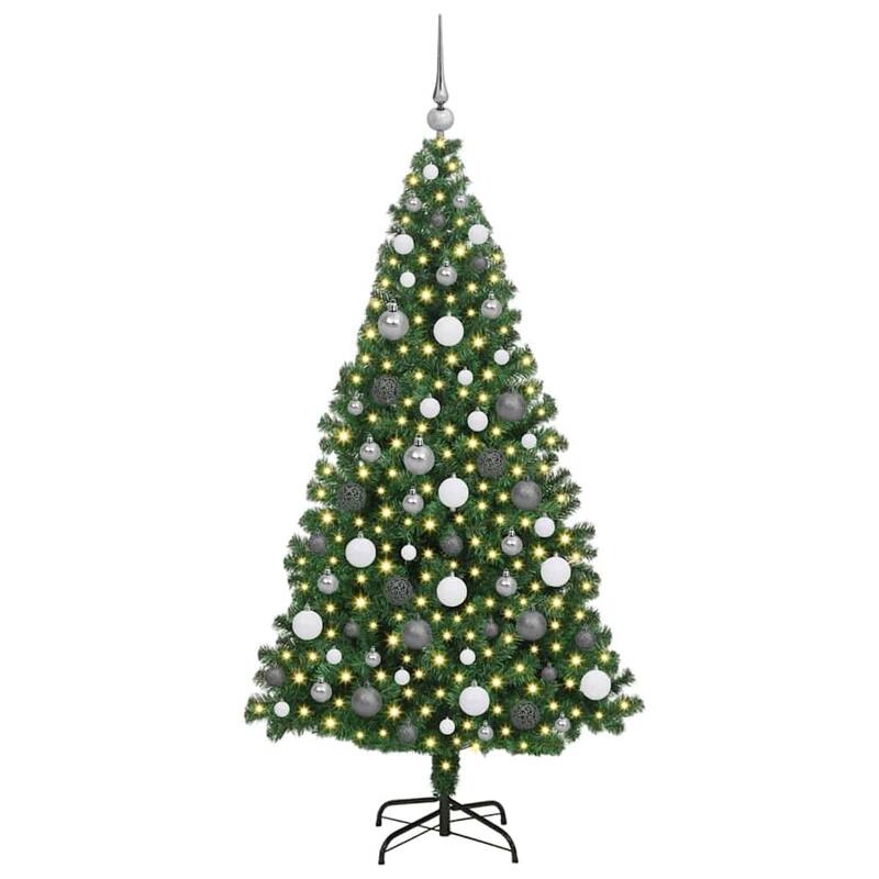 vidaXL Artificial Christmas Tree Green 70.9" PVC and Steel and Plastic - 37 x 37 x 71