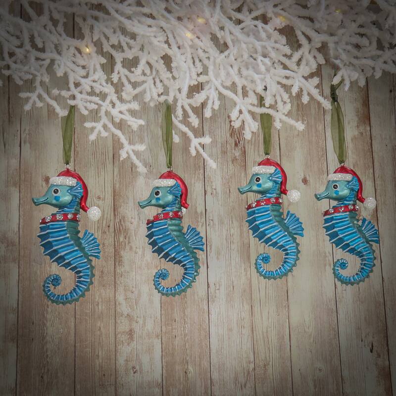 National Tree Company HGTV Home Collection Glass Seahorse Ornaments, Set of 4 - 5 in