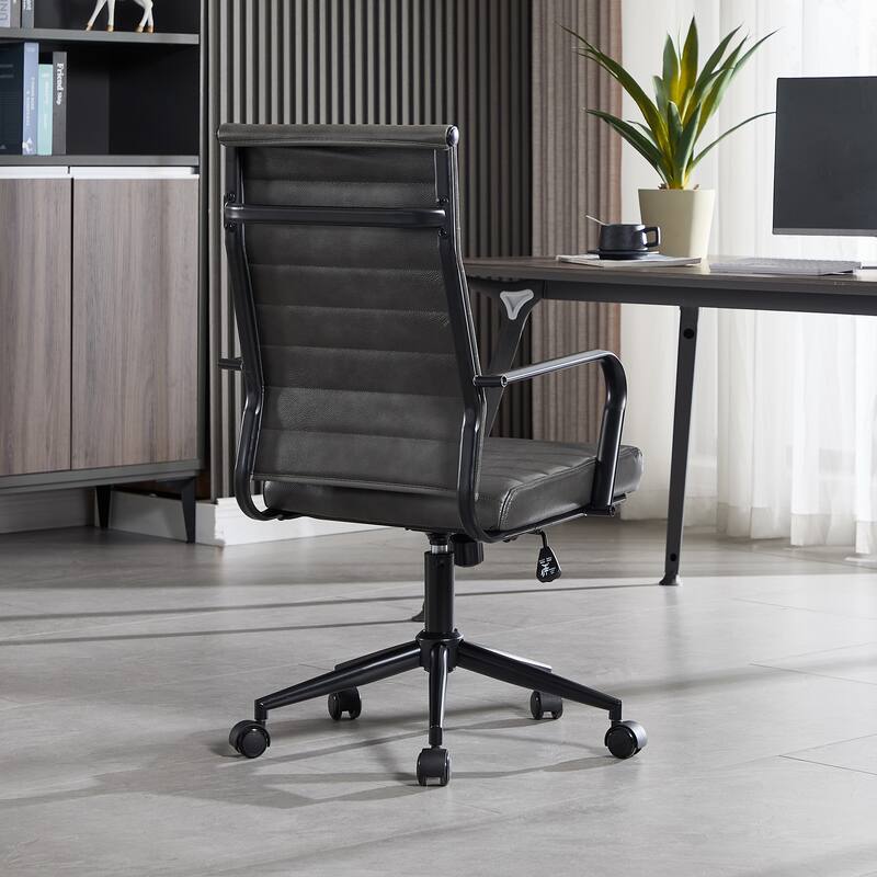 Ergonomic Office Chair Full-Grain Leather with Lumbar Support