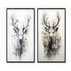 preview thumbnail 2 of 4, Designart "Black And White Deer Portrait" Deer Framed Art Set Of 2 - Animals Wall Art Set black Wall Decor 2 Pieces