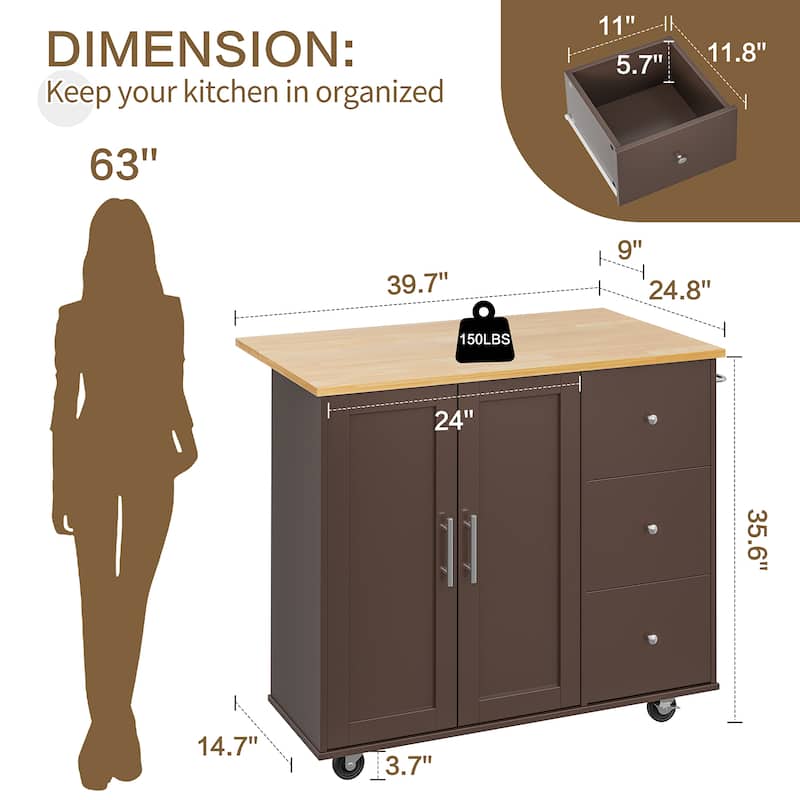 Futzca Storage Kitchen Island Cart