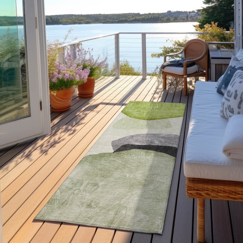 Allone Modern Art-Inspired Weather Resistant Blended Style Outdoor Rug
