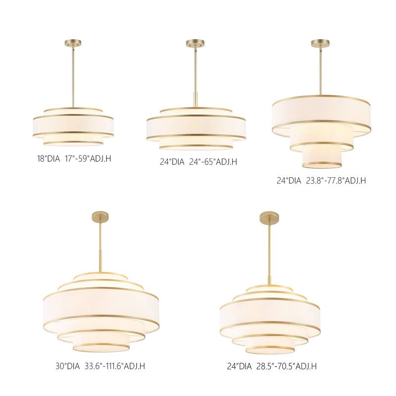 24" 5-Light Dimmable Tiered Drum Chandelier