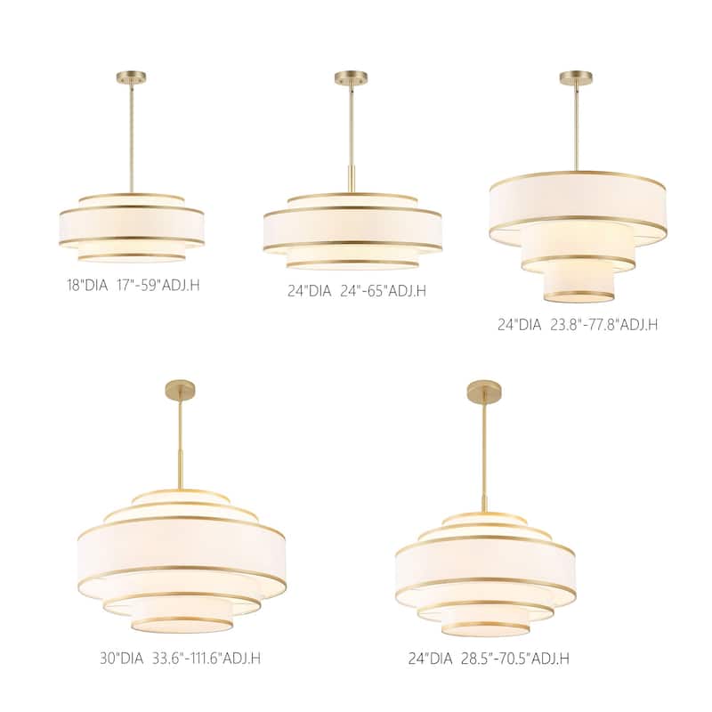 GetLedel 5-Light Double Shaded Dimmable Drum Chandelier