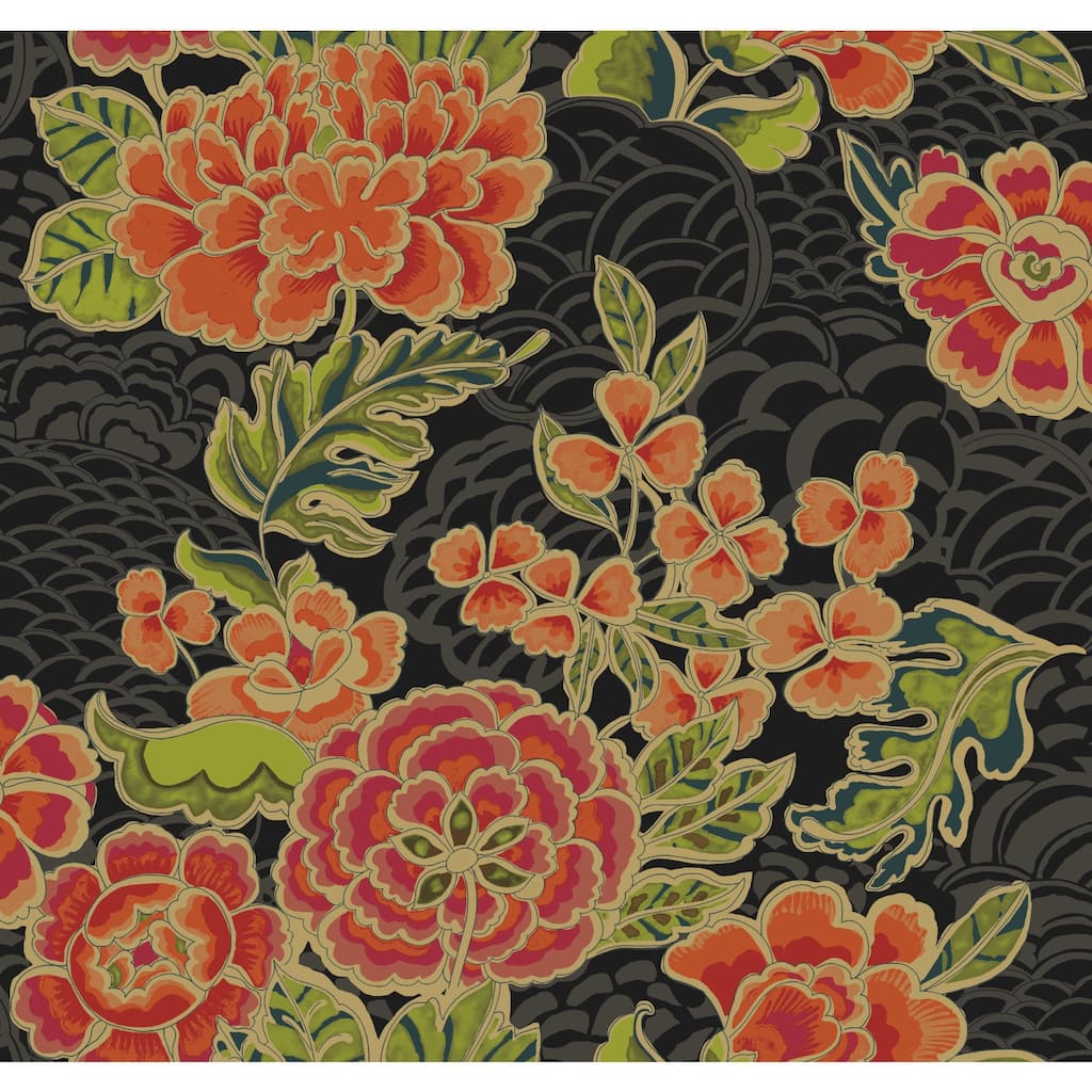 Waverly Black & Pink Zen Garden Peel and Stick Wallpaper