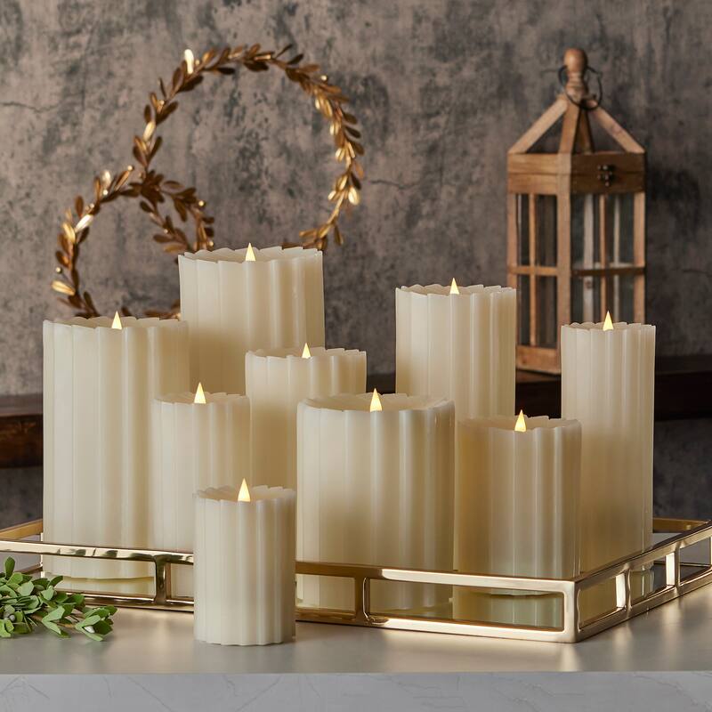 Sutton Fluted Motion Flameless Candle 4x10 Ivory
